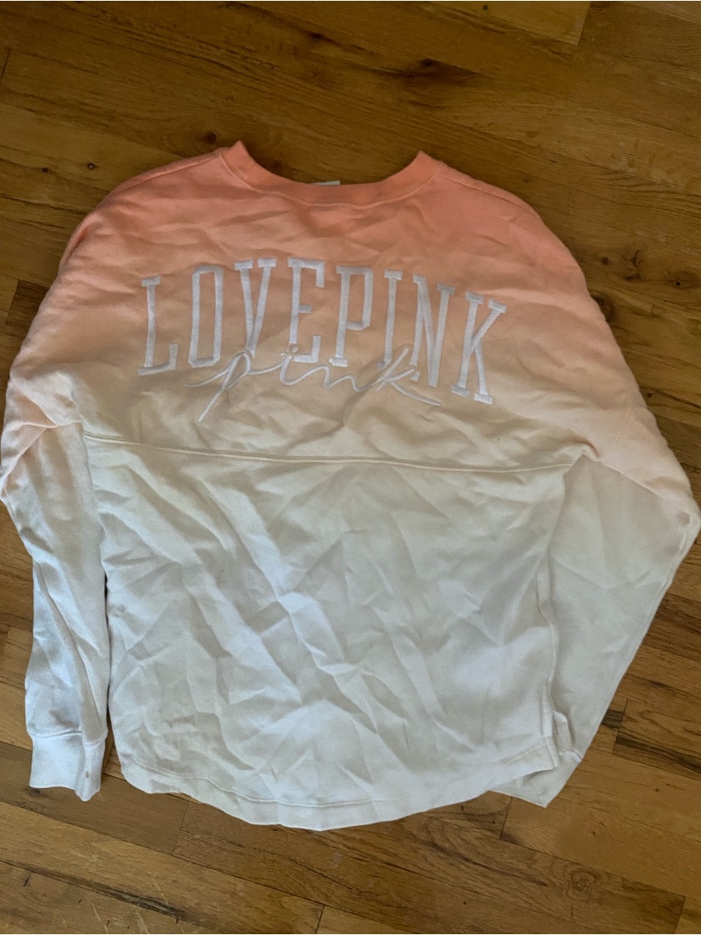 PINK Victoria's Secret Ombre LOVE PINK Crewneck - Pink to White